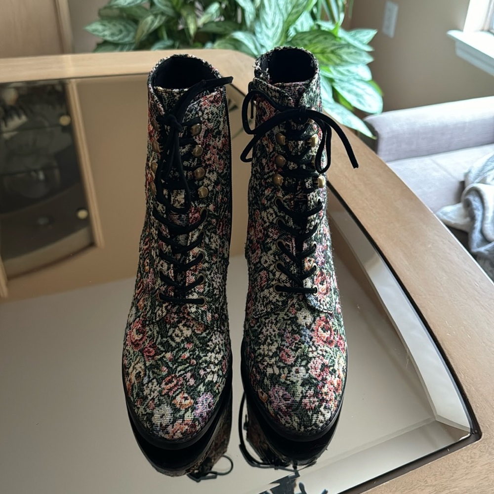 Jeffrey Campbell for Anthropologie Victorian Tapestry Lace-Up Boots.